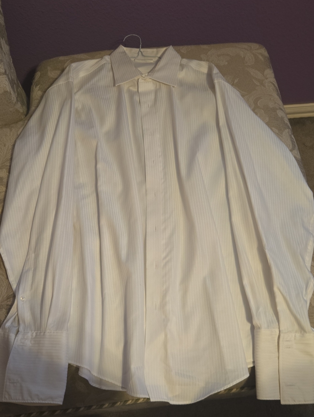 Kenneth Cole New York Ivory Pinstripe Dress Shirt